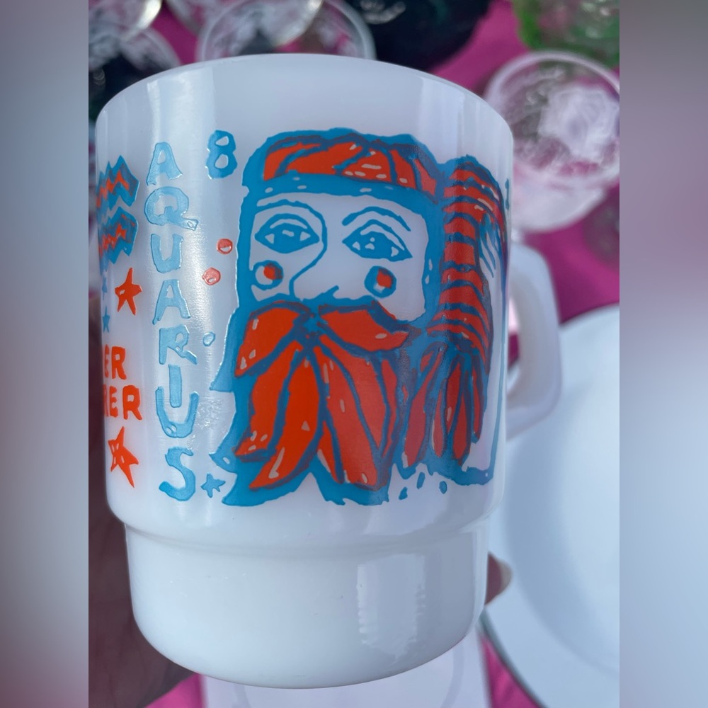 ♒️ Vintage Anchor Hocking Fire-King Zodiac Mug - Aquarius ♒️